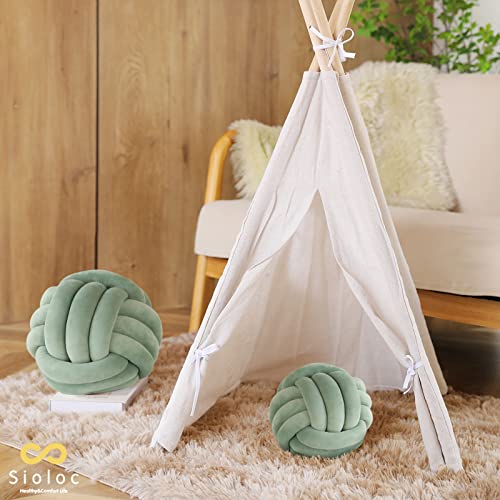 Sioloc Soft Knot Ball Pillows,Round Throw Pillow Cushion Home Decoration Plush Pillow,Throw Knotted Pillow Handmade Round Plush Pillow（7.8inches,Green） - Image 5