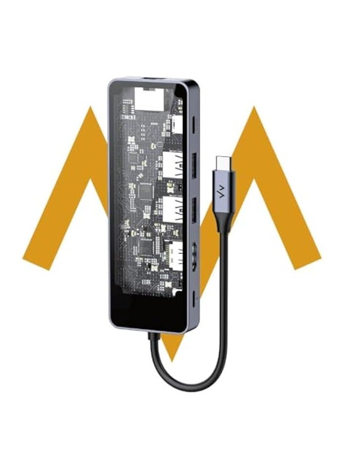 erorex 6 in 1 Extension Hub HDMI Port Type-C Charging Port Type-C Data Port USB3.0 Port Unique Transparent Design Quality Material Multiple Protection - Image 2