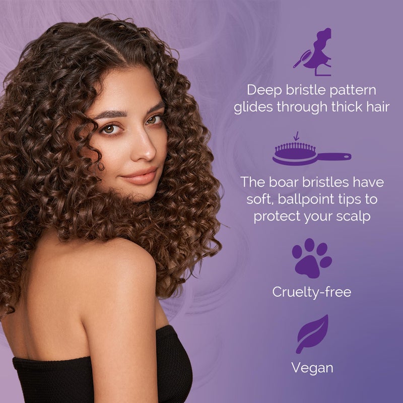 Curl Keeper Styling Brush - Gently Distributes Products and Oils from Roots, Deep Bristles for Thick Hair - Lightweight Hair Accessory - Image 3