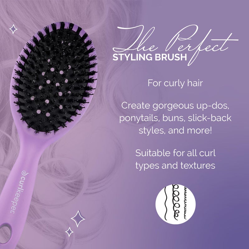 Curl Keeper Styling Brush - Gently Distributes Products and Oils from Roots, Deep Bristles for Thick Hair - Lightweight Hair Accessory - Image 2