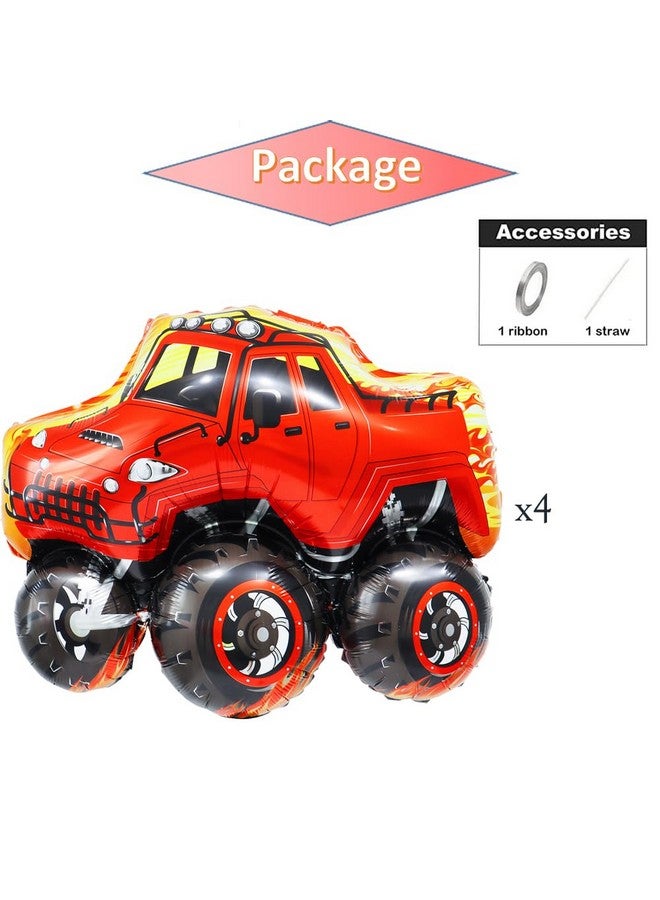 CYMYLAR Monster truck theme birthday party decorations Monster Truck Balloons,red truck balloons for kids truck theme birthday/babyshower party decor  - Image 2