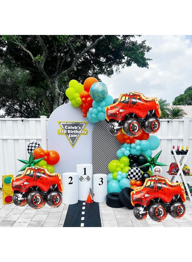 CYMYLAR Monster truck theme birthday party decorations Monster Truck Balloons,red truck balloons for kids truck theme birthday/babyshower party decor  - Image 4