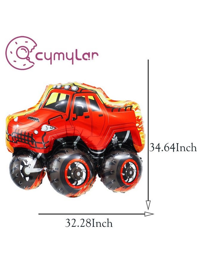 CYMYLAR Monster truck theme birthday party decorations Monster Truck Balloons,red truck balloons for kids truck theme birthday/babyshower party decor  - Image 3