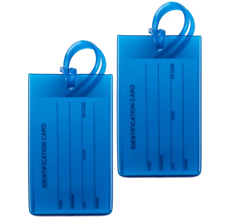 AI-DEE 2 Packs Colorful Flexible Travel Luggage Tags for Baggage Bags/Suitcases - Name ID Labels Set for Travel - Blue - Image 1
