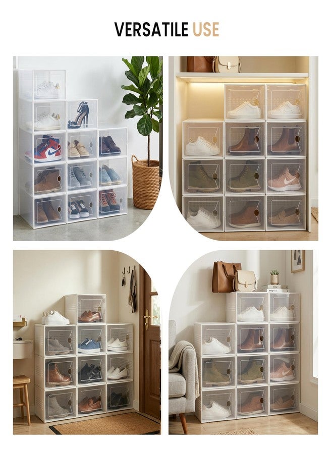 HealSmart 15-Pack Large Shoe Storage Boxes, Stackable Plastic Shoe Organizer with Lids, Large Shoe Rack & Storage Containers for Closet, Under Bed, Entryway, White - Image 5