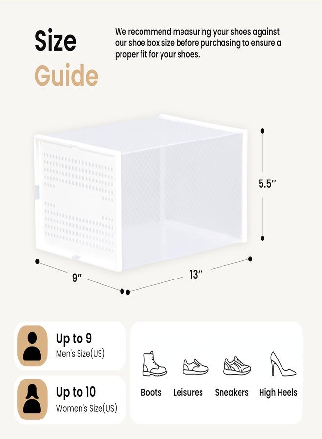HealSmart 15-Pack Large Shoe Storage Boxes, Stackable Plastic Shoe Organizer with Lids, Large Shoe Rack & Storage Containers for Closet, Under Bed, Entryway, White - Image 2