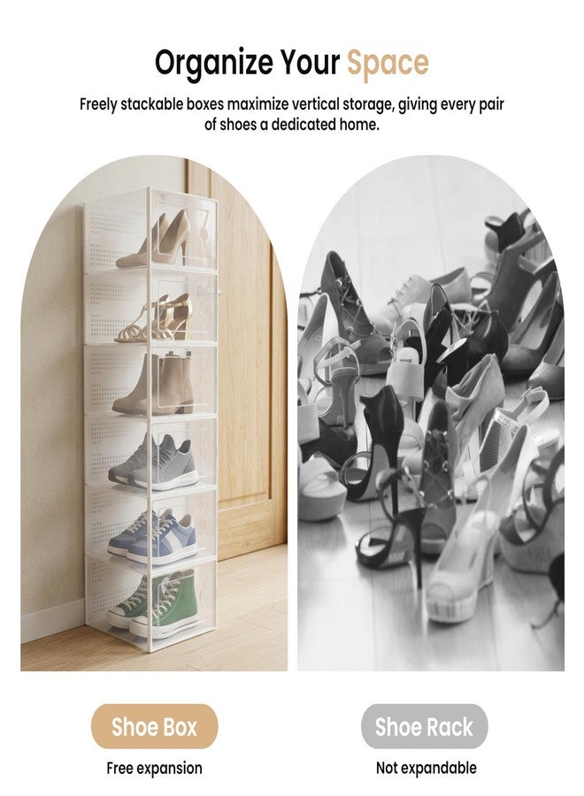 HealSmart 15-Pack Large Shoe Storage Boxes, Stackable Plastic Shoe Organizer with Lids, Large Shoe Rack & Storage Containers for Closet, Under Bed, Entryway, White - Image 4