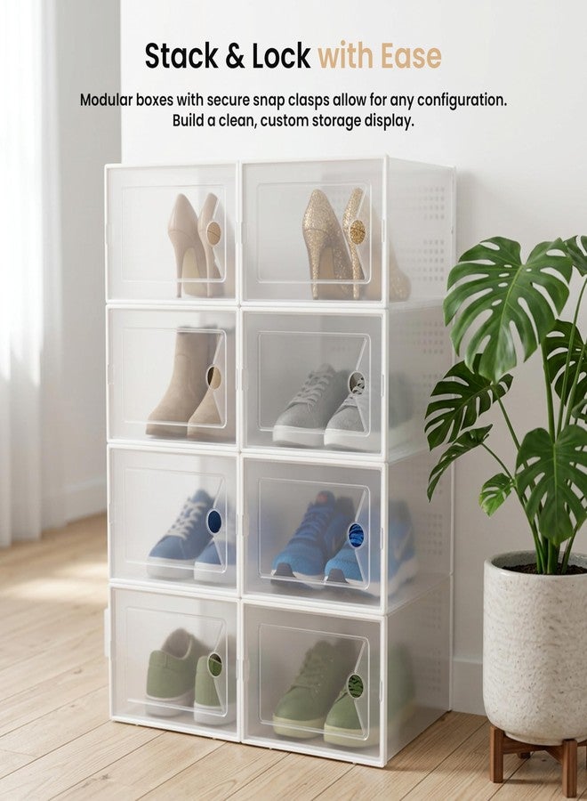 HealSmart 15-Pack Large Shoe Storage Boxes, Stackable Plastic Shoe Organizer with Lids, Large Shoe Rack & Storage Containers for Closet, Under Bed, Entryway, White - Image 3