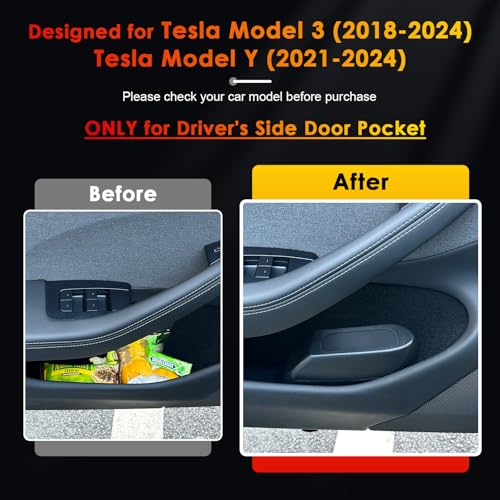 BSTW for Tesla Model Y Trash Can Tesla Model 3 Trash Bin for 20182025 Tesla Small Car Trash Can for Side Door Model 3 Front Left Door Trash Garbage Bin wLid Tesla Left Side - Image 3