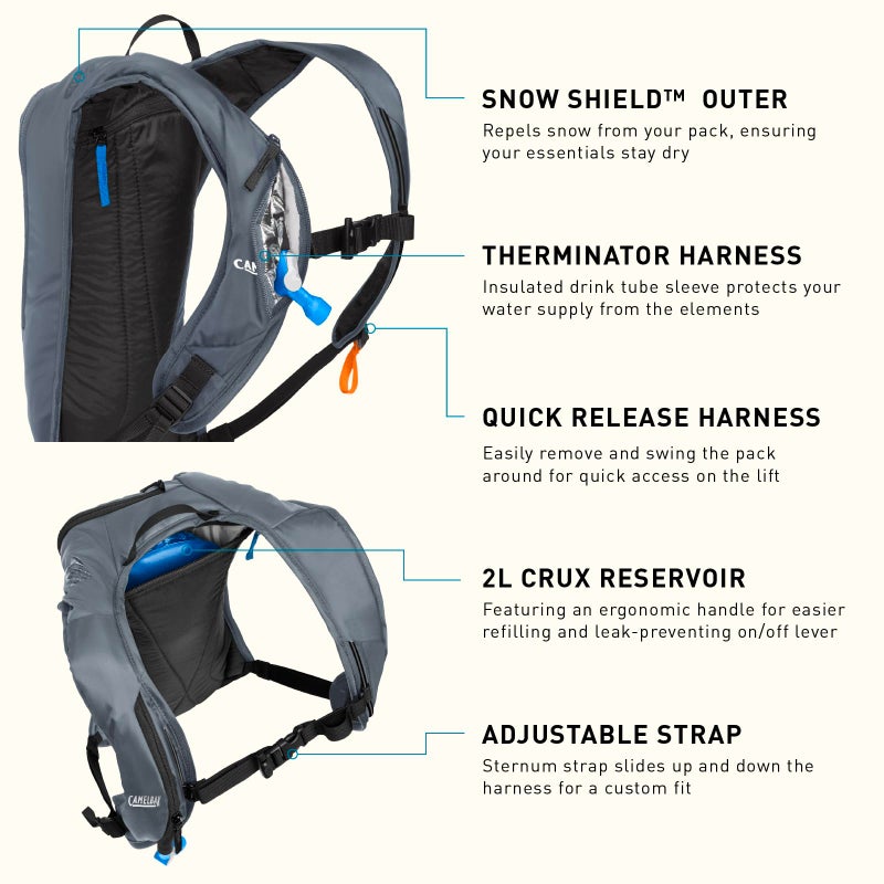 CamelBak Zoid Snow Hydration Pack 70oz, Grey/Orange - Image 4