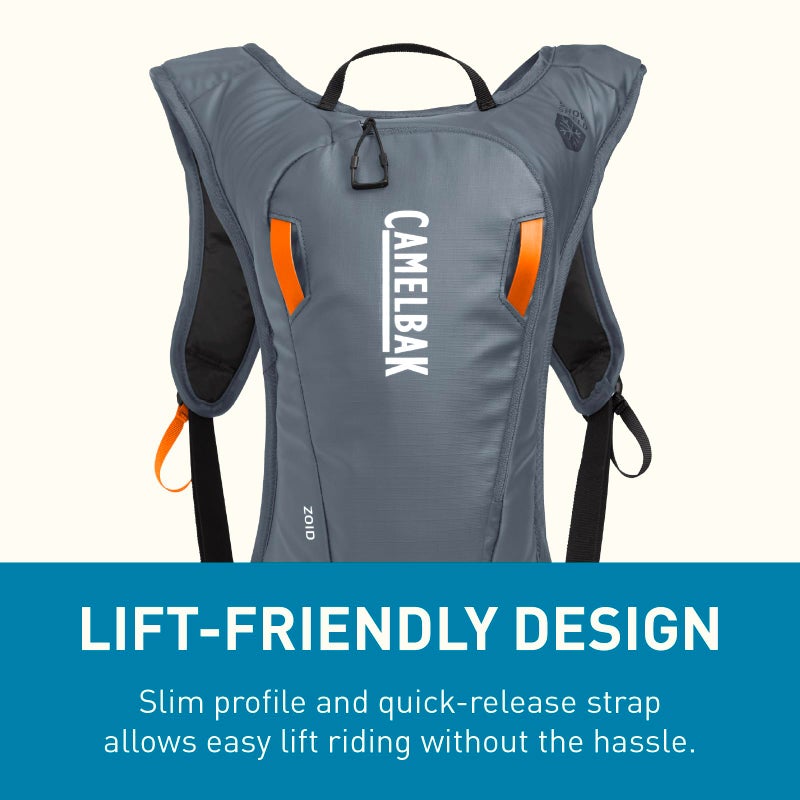 CamelBak Zoid Snow Hydration Pack 70oz, Grey/Orange - Image 3