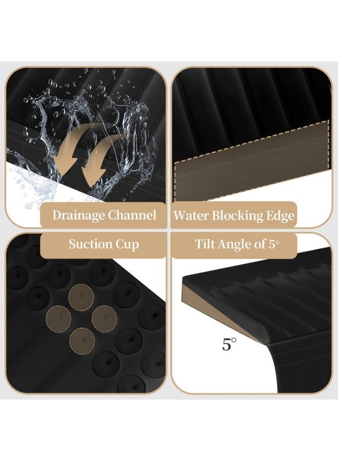 Silicon Sink Edge Protectors, Kitchen Sink Splash Guard, Upgraded Design with Suction Cups, Black, 20" x 4" - Image 4
