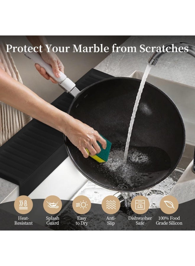 Silicon Sink Edge Protectors, Kitchen Sink Splash Guard, Upgraded Design with Suction Cups, Black, 20" x 4" - Image 5