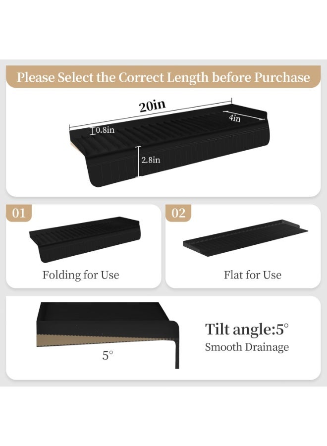 Silicon Sink Edge Protectors, Kitchen Sink Splash Guard, Upgraded Design with Suction Cups, Black, 20" x 4" - Image 2
