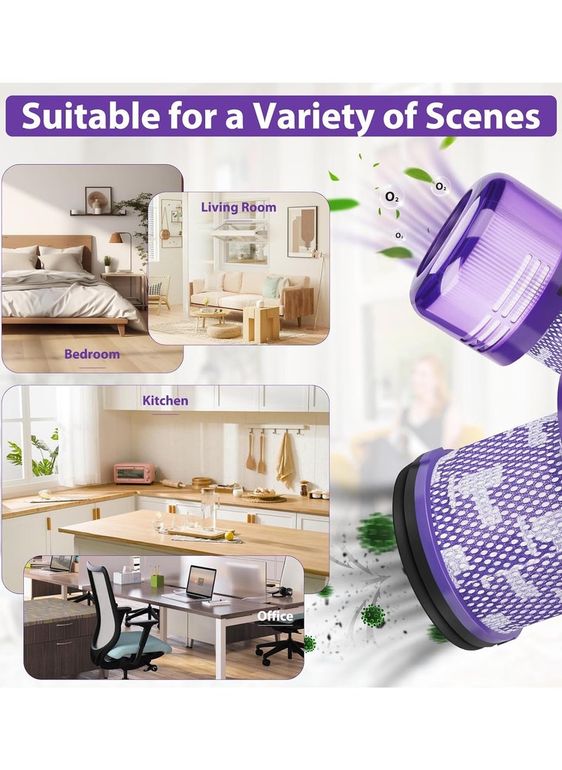 فلتر بديل V11 متوافق مع Dyson V11 Torque Drive وV11 ​​Animal وV11 ​​Complete وV11 ​​Extra وV15 Detect Submarine، عبوة واحدة من الفلتر وفرشاة تنظيف واحدة