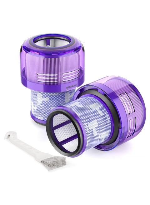 فلتر بديل V11 متوافق مع Dyson V11 Torque Drive وV11 ​​Animal وV11 ​​Complete وV11 ​​Extra وV15 Detect Submarine، عبوة واحدة من الفلتر وفرشاة تنظيف واحدة