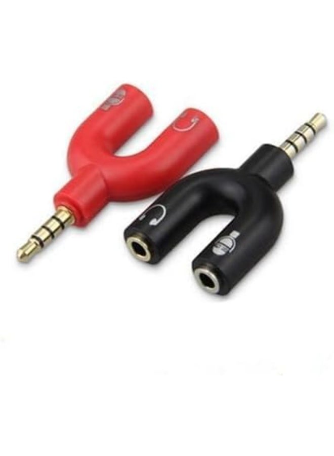 MY SOUQ MySouq-Store 1Pic - U Shaped 3.5mm Stereo Audio Earphone Mic Splitter Adapter Highly Practical - Black - Image 1