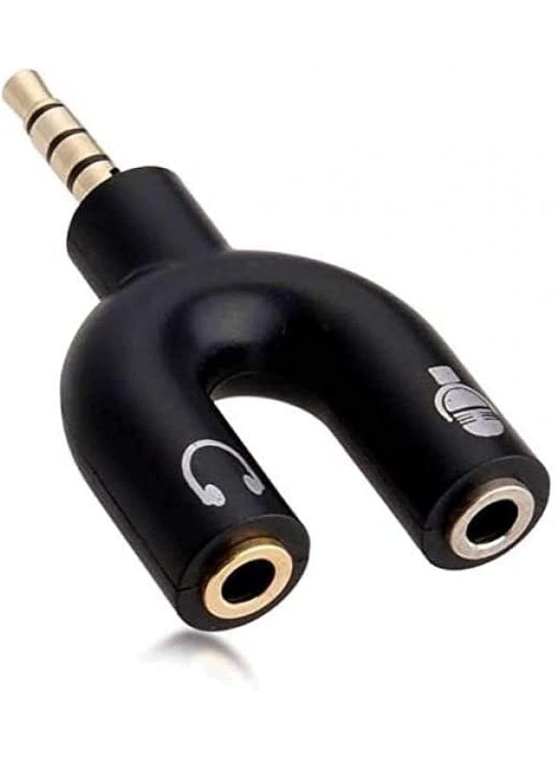 MY SOUQ MySouq-Store 1Pic - U Shaped 3.5mm Stereo Audio Earphone Mic Splitter Adapter Highly Practical - Black - Image 3