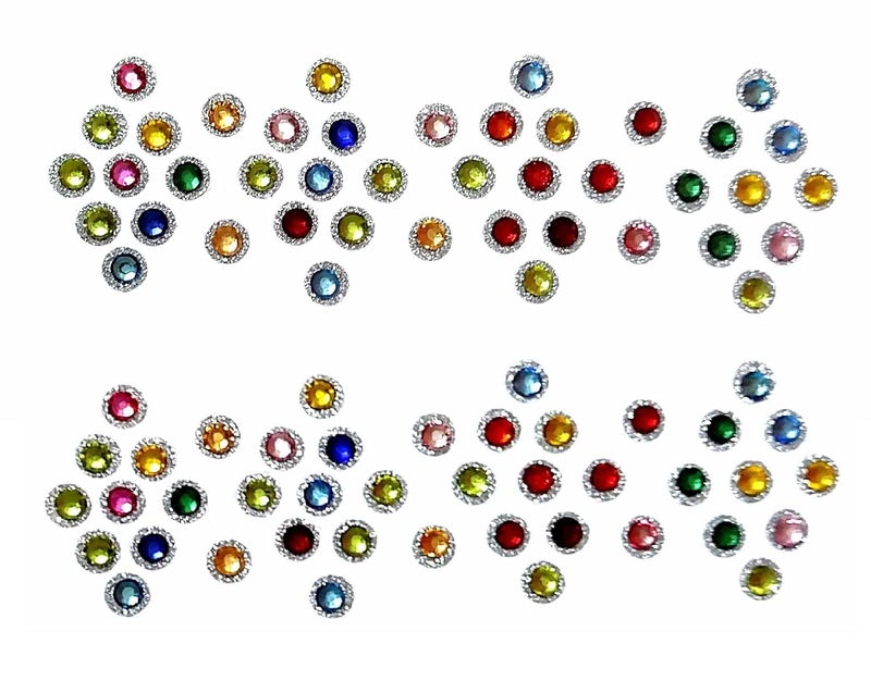 DeLegarde Rhinestone Bindis Multicolor Stone bindi Wedding makeup for Girls Kids Women - Image 1