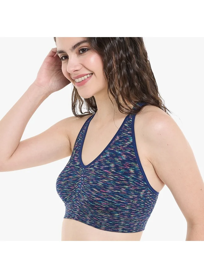Hanes Hanes Womens Get Cosy Racerback Bra in the Navy Space Dye Large