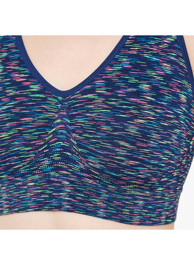Hanes Hanes Womens Get Cosy Racerback Bra in the Navy Space Dye Large