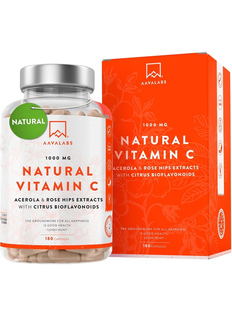 AAVALABS Natural High Strength Vitamin C 1000mg ,to supports Immune Function ,180 capsules - Image 1