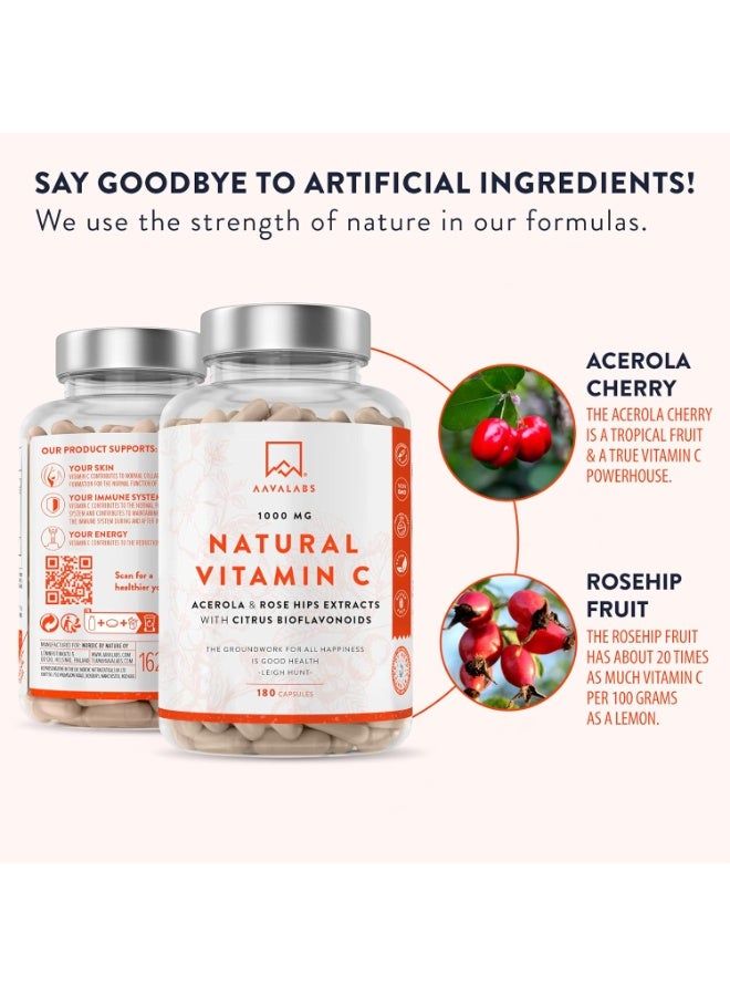 AAVALABS Natural High Strength Vitamin C 1000mg ,to supports Immune Function ,180 capsules - Image 3