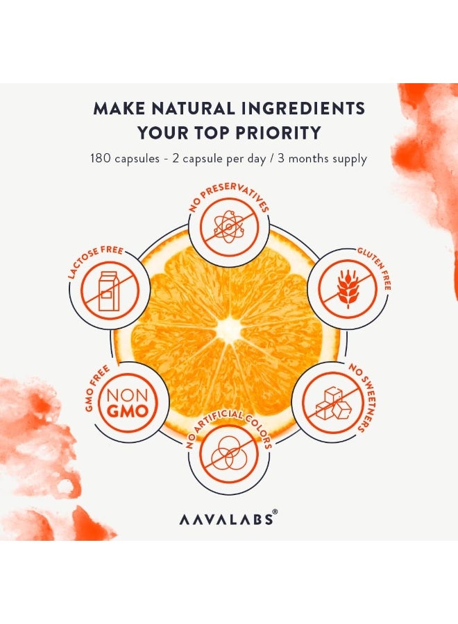 AAVALABS Natural High Strength Vitamin C 1000mg ,to supports Immune Function ,180 capsules - Image 4