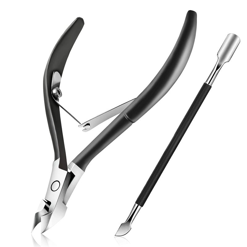 Easkep Cuticle Trimmer and Pusher Professional Stainless Steel Cuticle Cutter Black