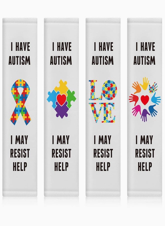 Moukeren 4 Pack Autism Seat Belt Cover Non Verbal Autism Awareness Car Seat Covers Puzzle Sign and Awareness Designs for Child in Vehicle Truck Van SUV Compatible with Car - Image 1