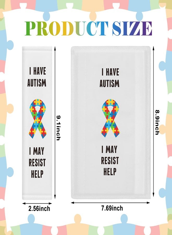 Moukeren 4 Pack Autism Seat Belt Cover Non Verbal Autism Awareness Car Seat Covers Puzzle Sign and Awareness Designs for Child in Vehicle Truck Van SUV Compatible with Car - Image 2