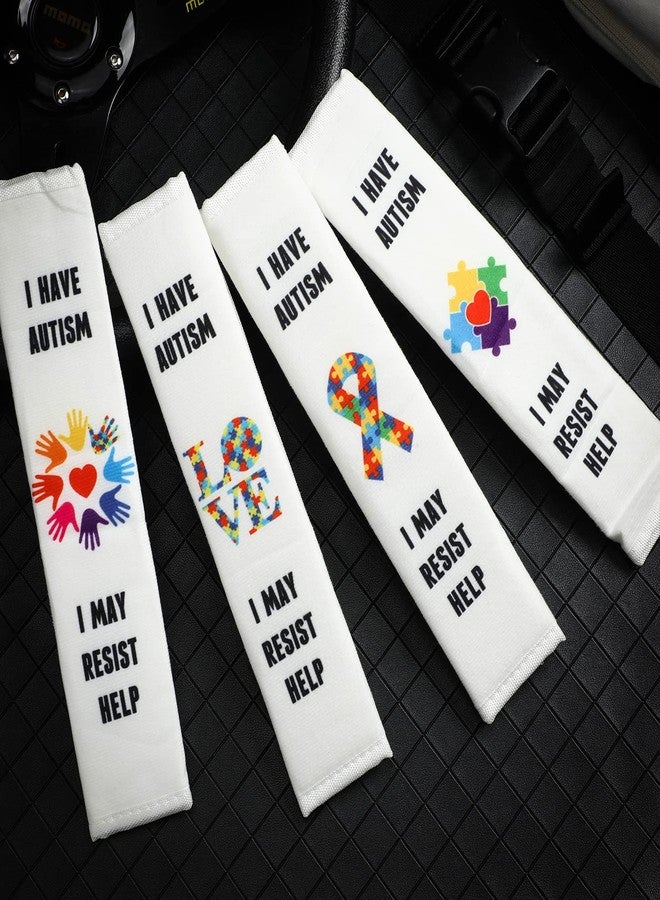 Moukeren 4 Pack Autism Seat Belt Cover Non Verbal Autism Awareness Car Seat Covers Puzzle Sign and Awareness Designs for Child in Vehicle Truck Van SUV Compatible with Car - Image 4