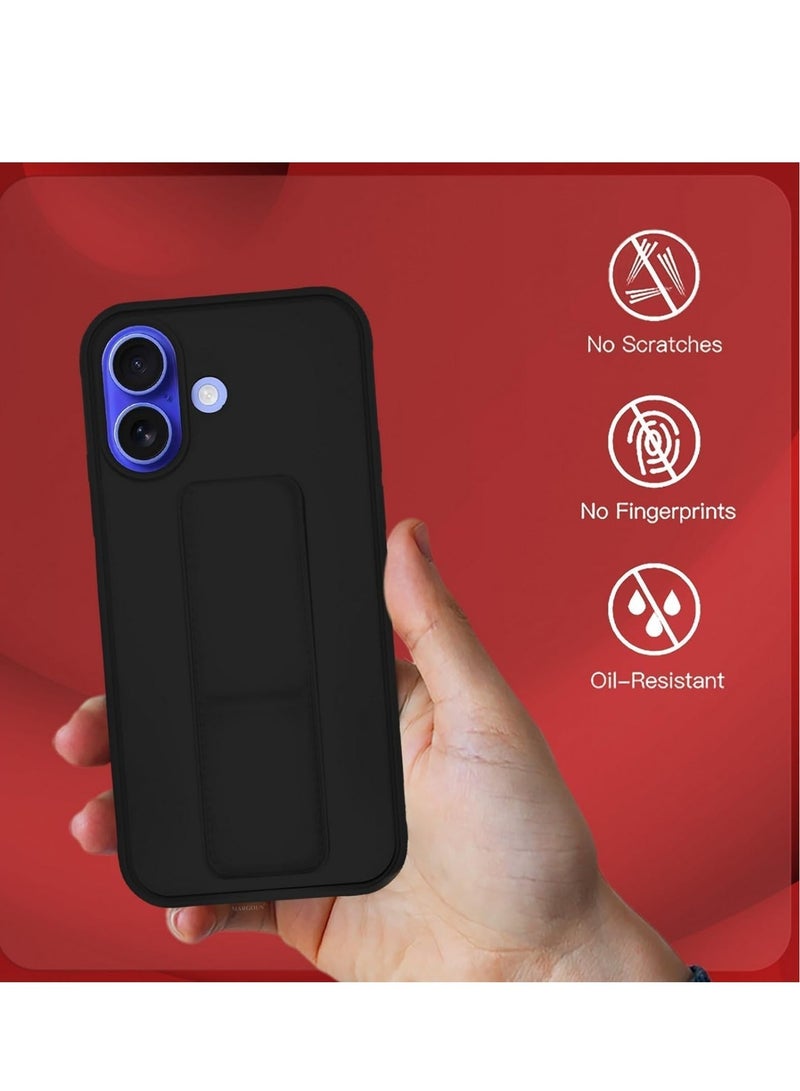 new iPhone 16 Plus Purple Magnetic Car Mount Kickstand Case – Premium Silicone Multi-Stand with Hand Strap Grip - Image 3
