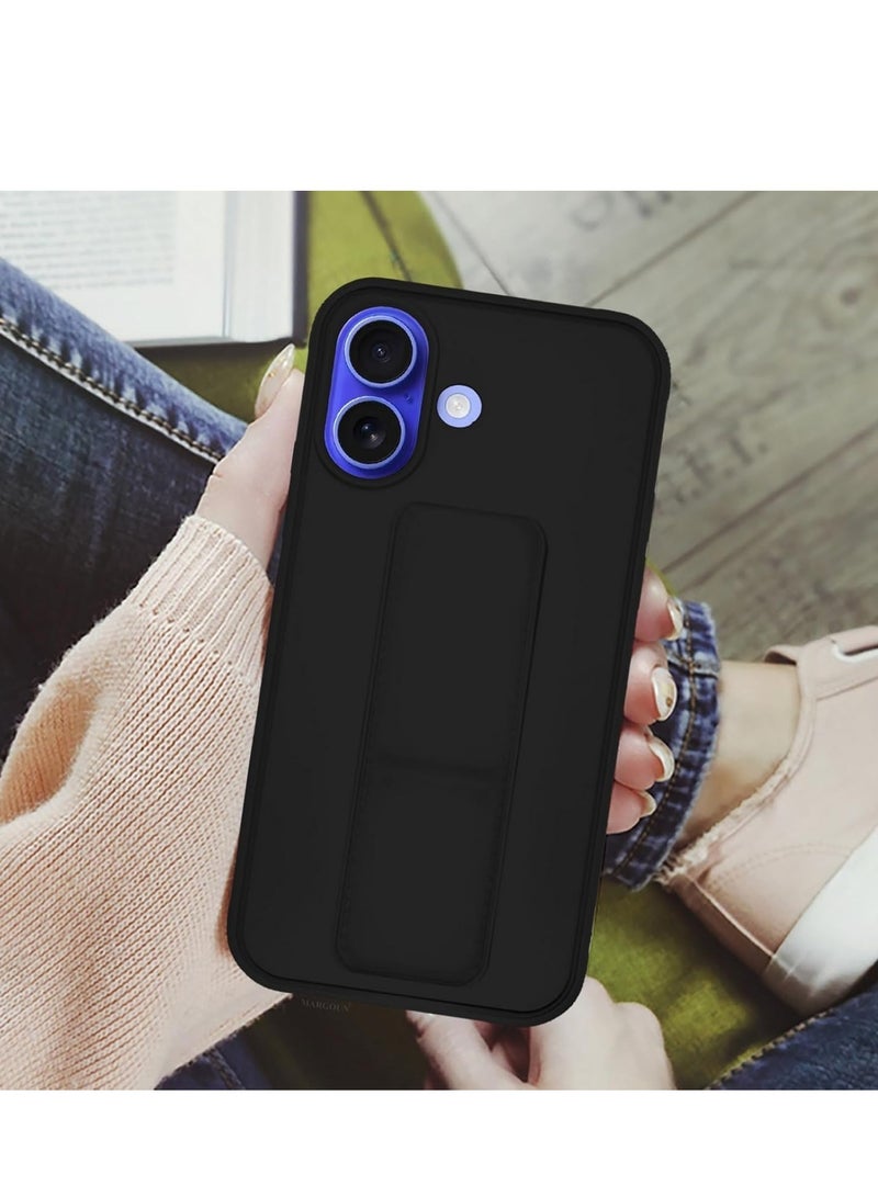 new iPhone 16 Plus Purple Magnetic Car Mount Kickstand Case – Premium Silicone Multi-Stand with Hand Strap Grip - Image 4