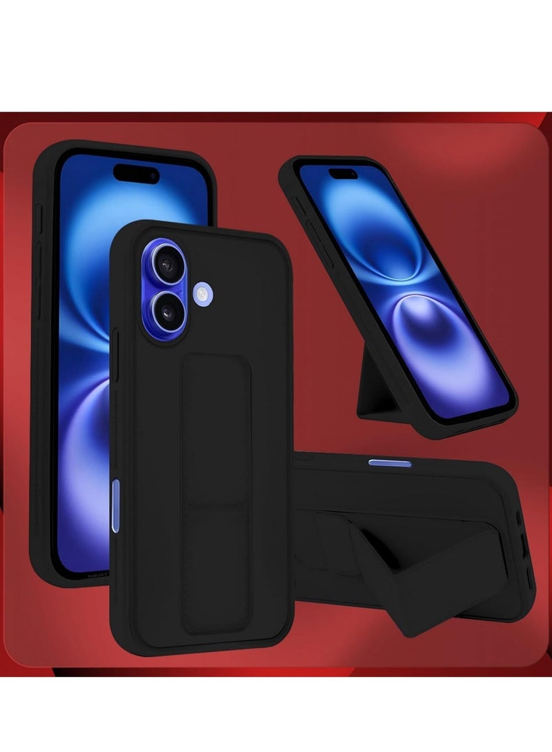 new iPhone 16 Plus Purple Magnetic Car Mount Kickstand Case – Premium Silicone Multi-Stand with Hand Strap Grip - Image 5