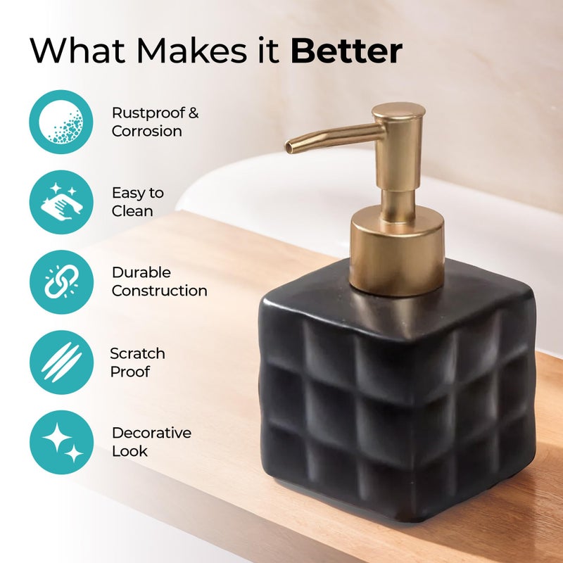 The Better Home 220ml | Ceramic - Black | Soap Dispenser for wash Basin | Kitchen Accessories Items for Home | Hand wash Dispenser Bottle - Image 2