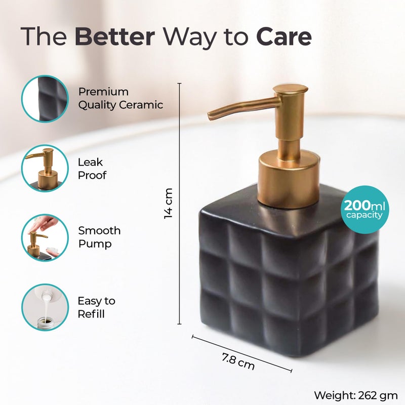 The Better Home 220ml | Ceramic - Black | Soap Dispenser for wash Basin | Kitchen Accessories Items for Home | Hand wash Dispenser Bottle - Image 3