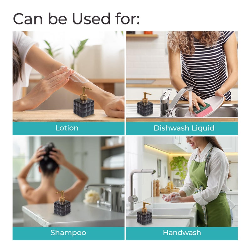 The Better Home 220ml | Ceramic - Black | Soap Dispenser for wash Basin | Kitchen Accessories Items for Home | Hand wash Dispenser Bottle - Image 4