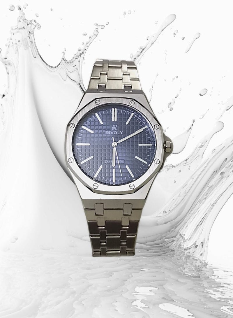 ريفولي ساعة يد للرجال من الستانلس ستيل بعرض انالوج وحركة كوارتز ، سهلة القراءة بتصميم عصري مقاوم للماء، ساعة يد كلاسيكية فاخرة بواجهة كبيرة - Image 5