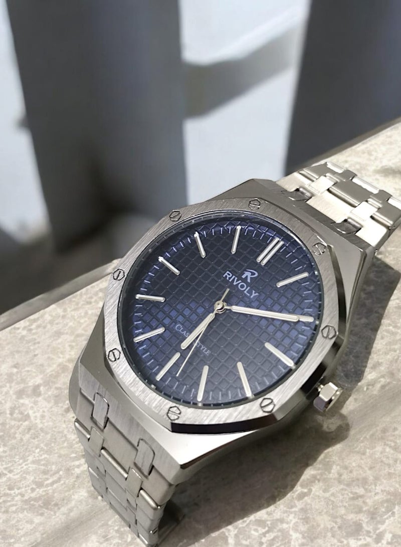 ريفولي ساعة يد للرجال من الستانلس ستيل بعرض انالوج وحركة كوارتز ، سهلة القراءة بتصميم عصري مقاوم للماء، ساعة يد كلاسيكية فاخرة بواجهة كبيرة - Image 2