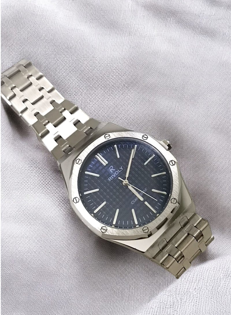 ريفولي ساعة يد للرجال من الستانلس ستيل بعرض انالوج وحركة كوارتز ، سهلة القراءة بتصميم عصري مقاوم للماء، ساعة يد كلاسيكية فاخرة بواجهة كبيرة - Image 4