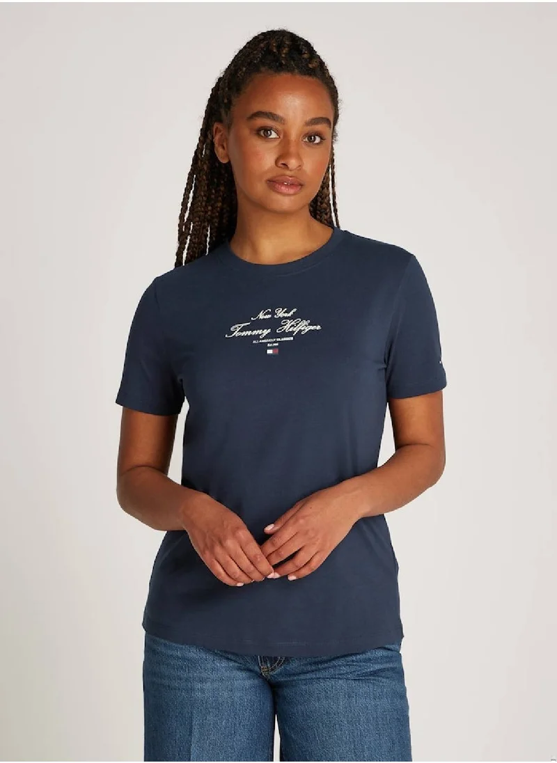 TOMMY HILFIGER Women's Regular T-shirt - Cotton, Blue