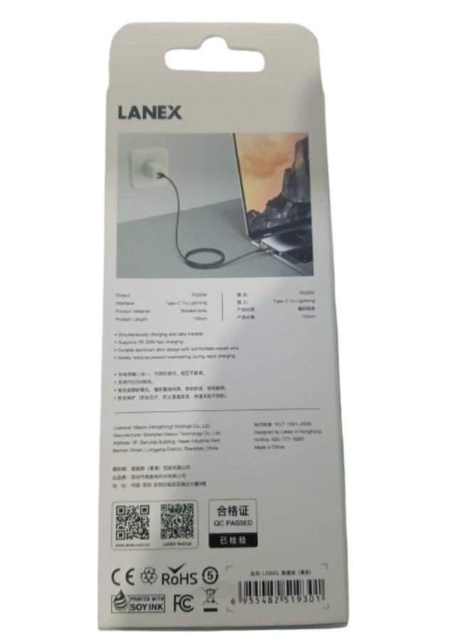 LANEX - 20W Type C to iPhone Charger Cable 1m - Image 1
