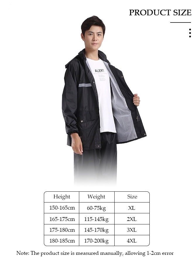 Rain Suit Jacket & Trouser Suit Raincoat Hooded Rain Poncho Lightweight Emergency Jacket for Men & Women Outdoor All-Sport Waterproof Breathable Anti-storm image 3