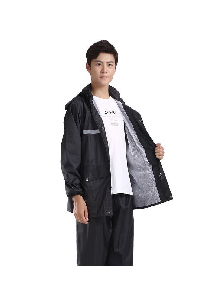 DUNISO - Rain Suit Jacket & Trouser Suit Raincoat Hooded Rain Poncho Lightweight Emergency Jacket for Men & Women Outdoor All-Sport Waterproof Breathable Anti-storm - Image 1