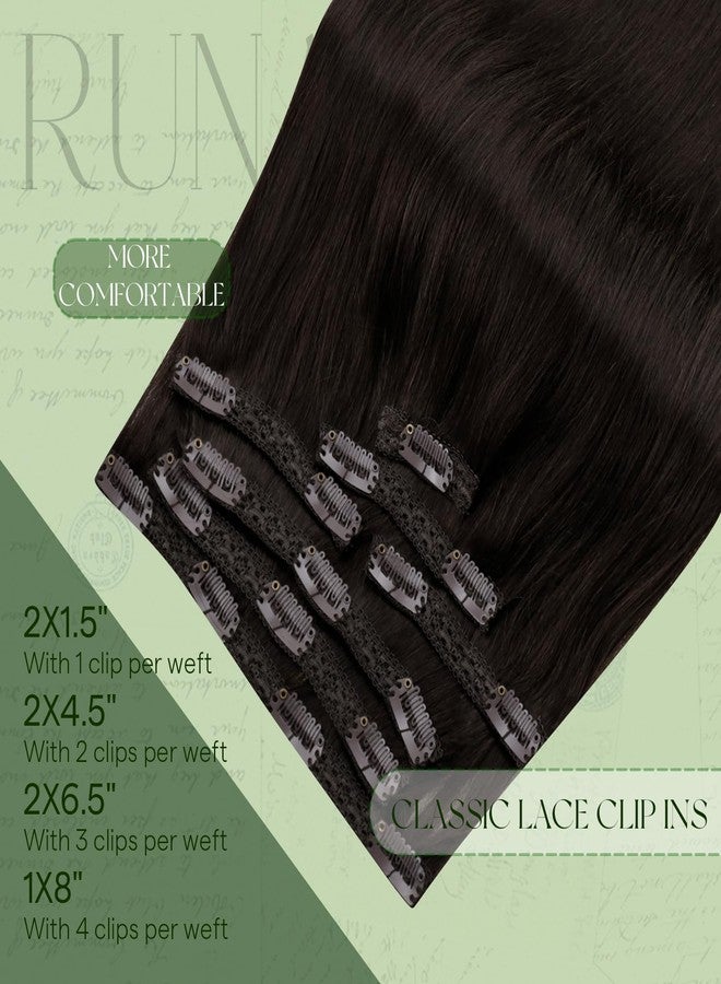 RUNATURE Clip in Hair Extensions Real Human Hair, 14 Inch 120g 7pcs Thick Human Hair Clip in Extensions Brown, Remy Hair Extensions Clip ins, Full Head Tangle Free Hair #2 Dark Brown - Image 4