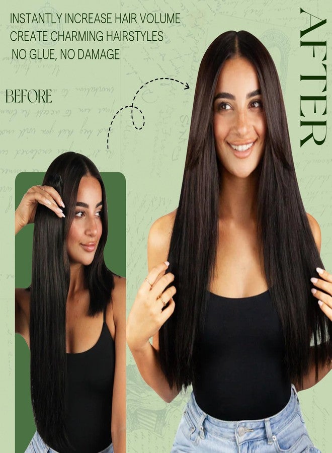 RUNATURE Clip in Hair Extensions Real Human Hair, 14 Inch 120g 7pcs Thick Human Hair Clip in Extensions Brown, Remy Hair Extensions Clip ins, Full Head Tangle Free Hair #2 Dark Brown - Image 3