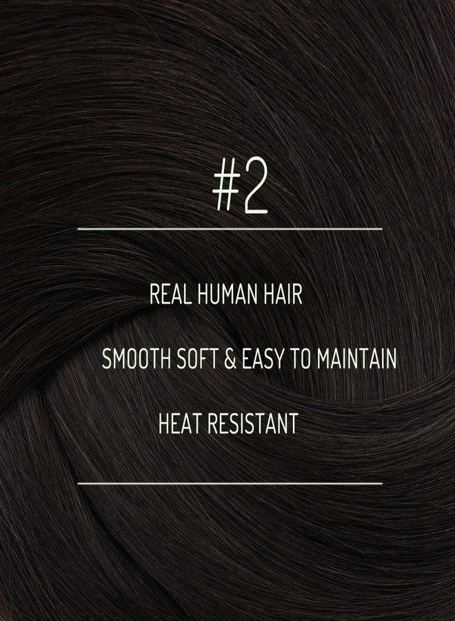 RUNATURE Clip in Hair Extensions Real Human Hair, 14 Inch 120g 7pcs Thick Human Hair Clip in Extensions Brown, Remy Hair Extensions Clip ins, Full Head Tangle Free Hair #2 Dark Brown - Image 2