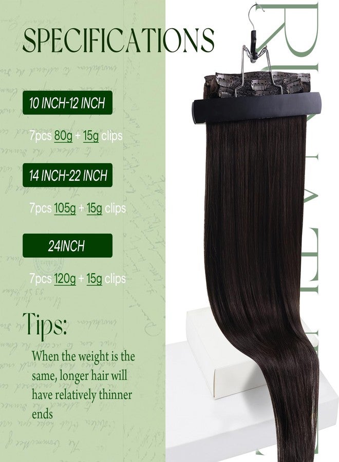 RUNATURE Clip in Hair Extensions Real Human Hair, 14 Inch 120g 7pcs Thick Human Hair Clip in Extensions Brown, Remy Hair Extensions Clip ins, Full Head Tangle Free Hair #2 Dark Brown - Image 5