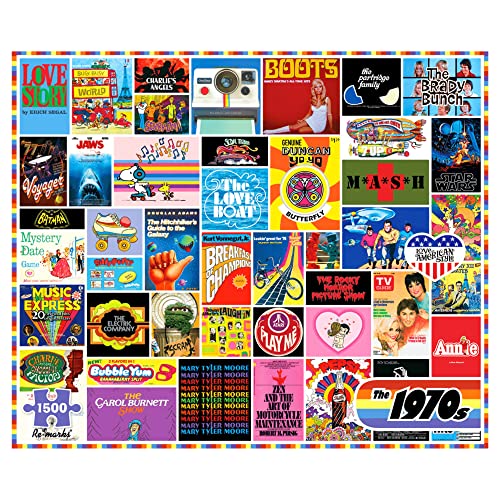 Re-Marks Remarks 1970s Pop Culture Puzzle 1500 Pieces for All Ages - Image 1